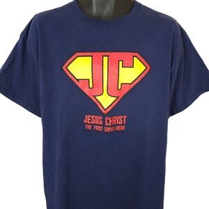 Christian T Shirt Vintage Y2K Super Church Jesus Christ The First Super Hero